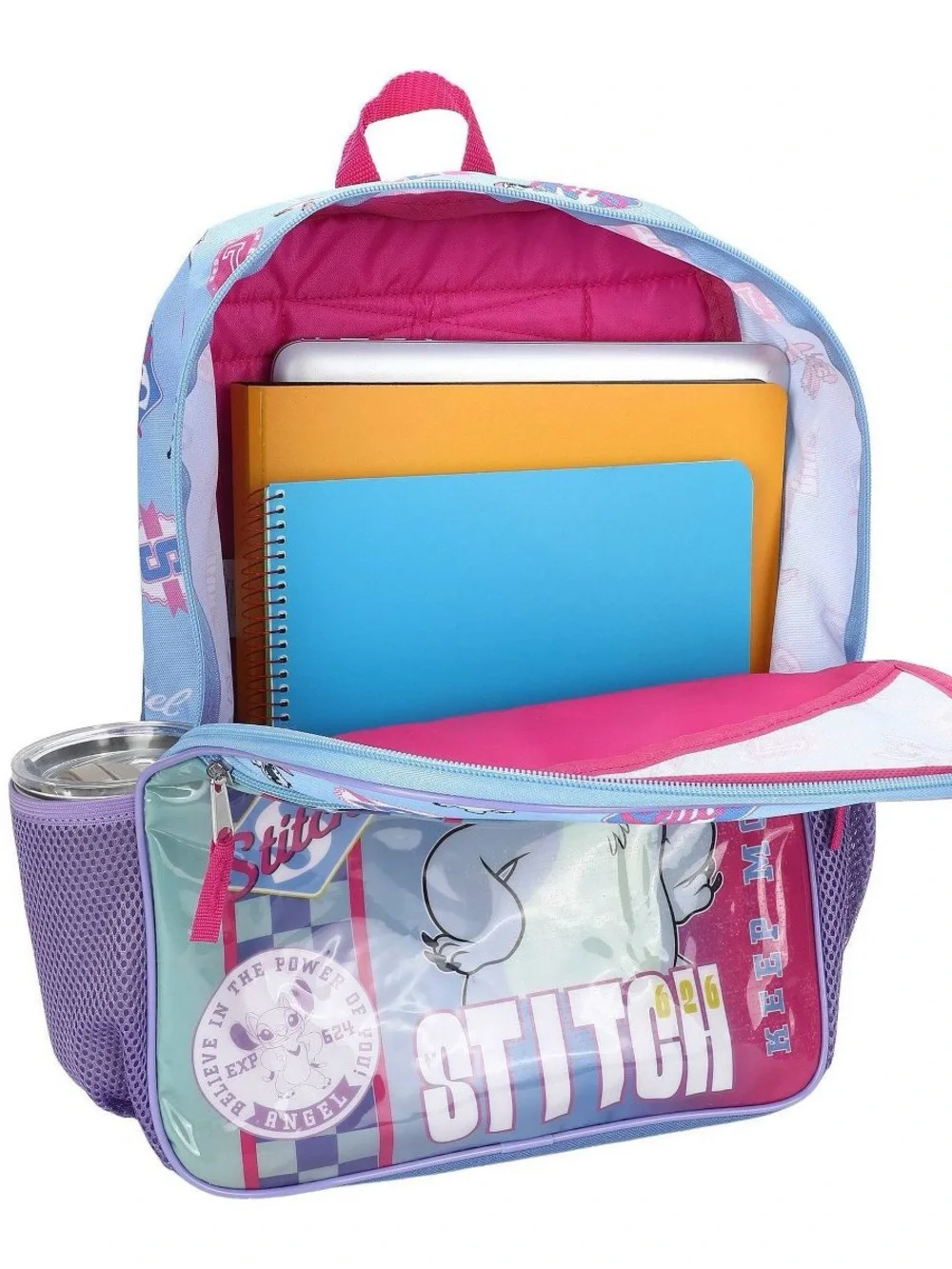 Disney Stitch Backpack in Light Blue, Purple & Pink Accents T2